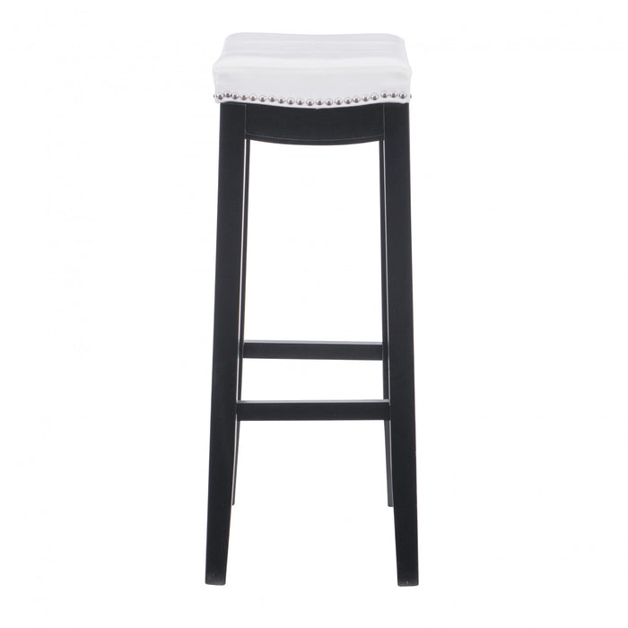 Tabouret bar Claridge en similicuir et sans dossier - noir et blanc