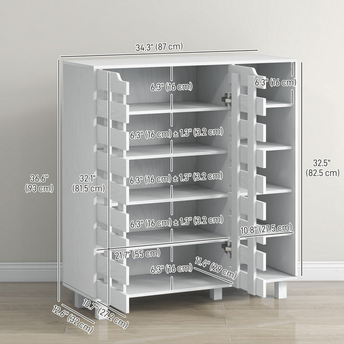 HOMCOM Armoire a chaussures avec placard a 5 niveaux et 5 etageres ouvertes