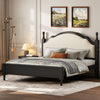 Miles Queen Size Wood Platform Bed with Curved Upholstered Headboard, Black | Lit plateforme Miles en bois format Queen avec tete de lit rembourree incurvee, noir