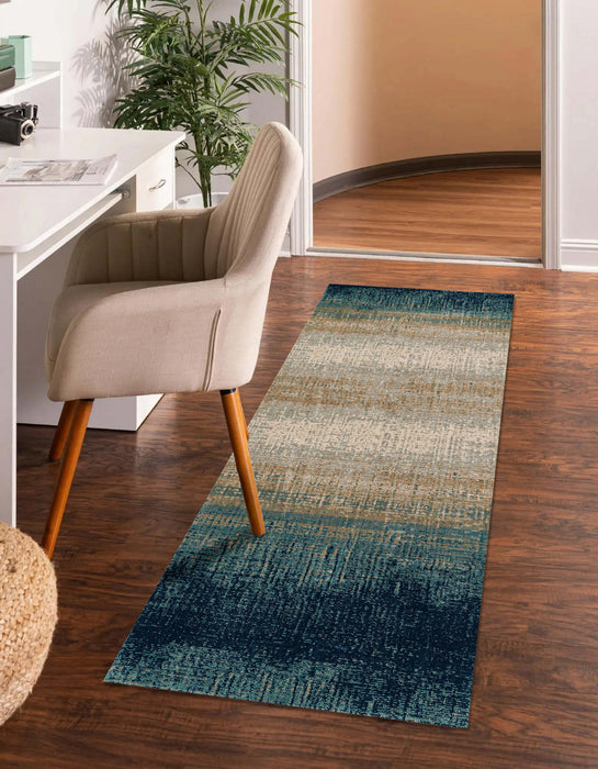 Tapis Contemporain Sable 2'2\" x 7'7\" en Bleu