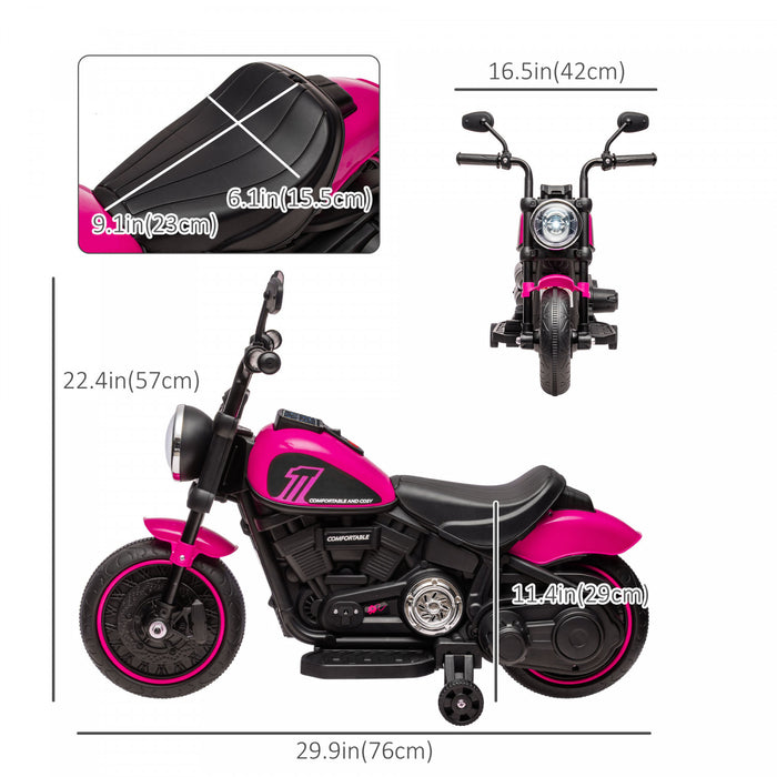 Aosom Moto Electrique Pour Enfants, 6 V, Demarrage A Un Seul Bouton, Rose