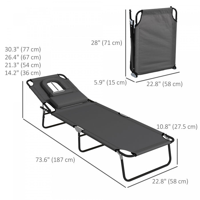 Outsunny 2pcs Chaise Longue Reglable, Chaise Longue Pliante Pour Le Jardin