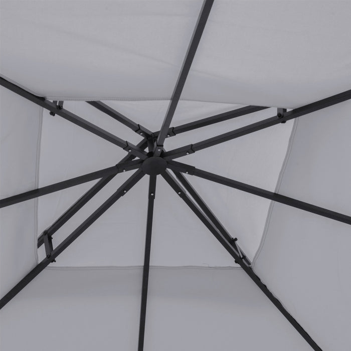 Outsunny 9.8' X 9.8' Voile Carre 2 Niveaux Gazebo Canopee Couverture Superieure De Remplacement Pare-soleil De Jardin Exterieur, Gris Clair