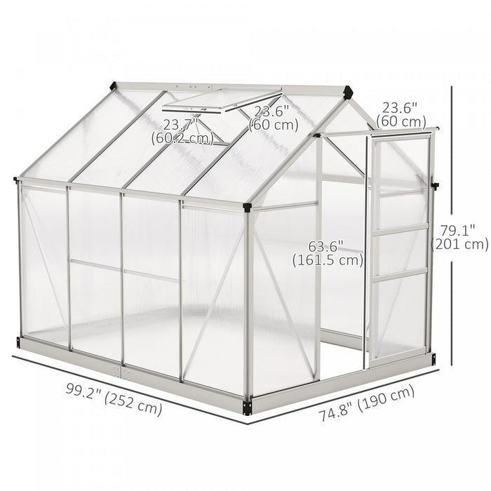 Outsunny Serre, Serre De Plain-pied Transparente Avec Porte Coulissante