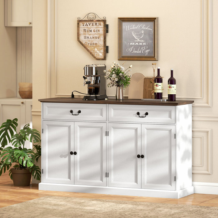 HOMCOM Buffet avec Station de Chargement, 55\", Blanc