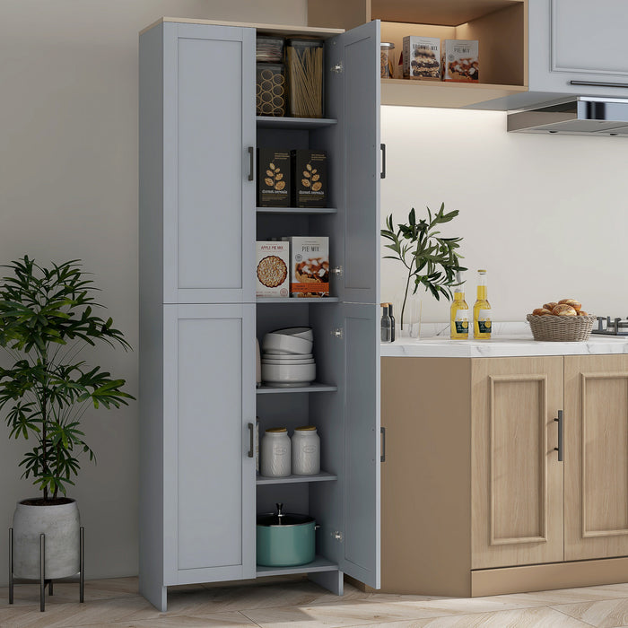 HOMCOM Armoire de rangement 67\" a 4 portes avec etageres reglables, gris