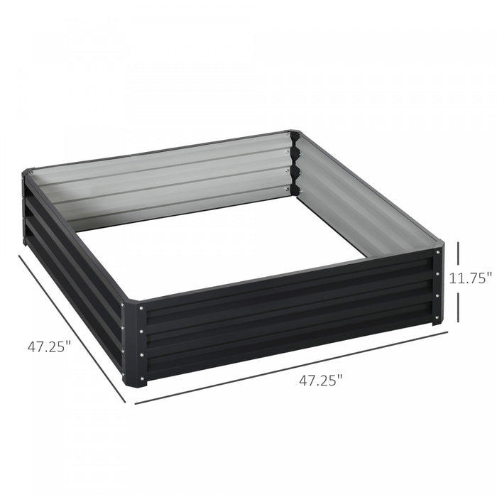 Outsunny Parterre De Fleur Carre Potager De Jardin Jardinieres Bac A Fleurs Panneaux Modulables En Acier Dim. 47.25\"l × 47.25\"l × 11.75\"h Gris