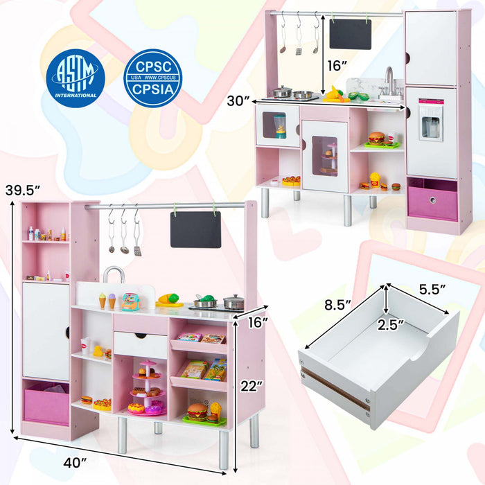 Cuisine Et Marche Pour Enfants 2 En 1 Avec Lumiere Et Son Realistes, 82 Accessoires Inclus