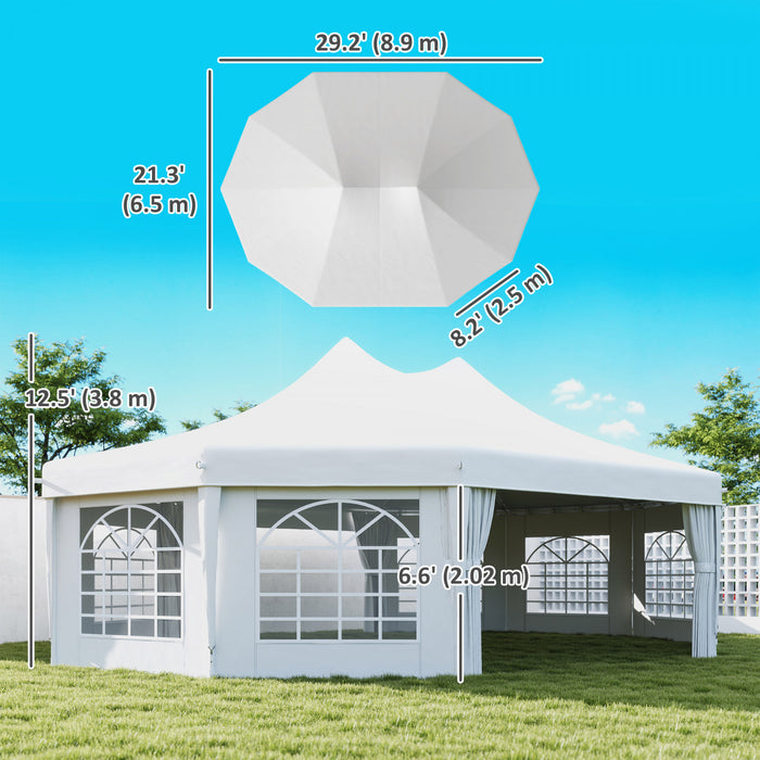 Outsuuny Gazebo de fete octangnal de 29,2 pieds de haut, blanc