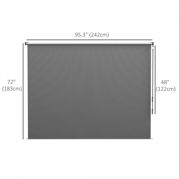 Outsunny Store Enrouleur Exterieur, Store De Porte Patio 8'x6', Gris Clair