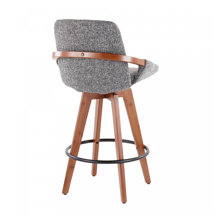 Tabouret de style du milieu du 20e siècle Cosmo de hauteur comptoir en tissu - noyer et gris