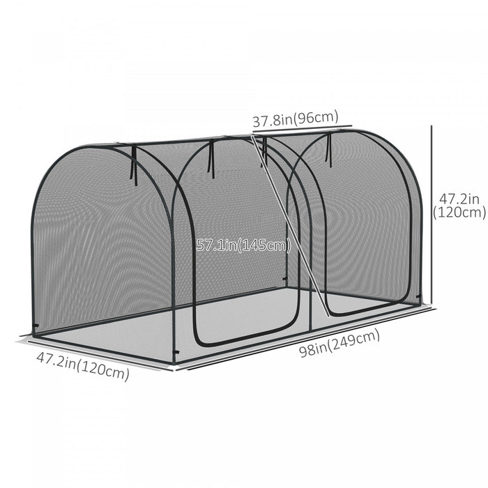 Outsunny Cage De Culture 8 X 4pi Avec Portes Zippees Sac De Rangement, Noir