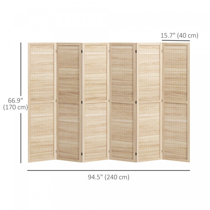 Homcom 6 Panneaux Pliants Diviseur De Piece Ecran De Confidentialite