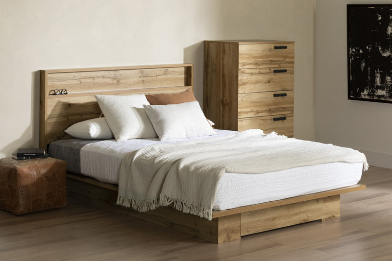 Cavalleri Ensemble Lit Plateforme Et Tete De Lit Chene Nordique, De Meubles South Shore