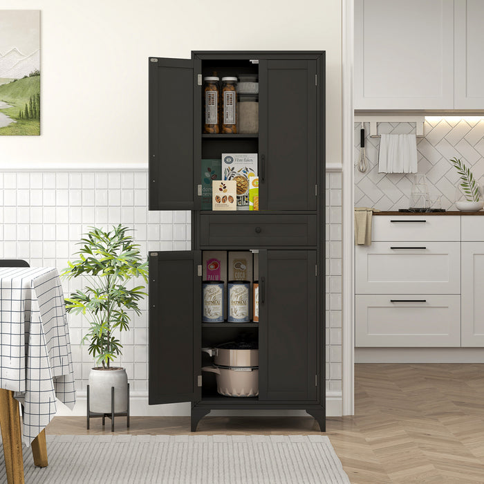 HOMCOM Armoire de rangement de cuisine 67\" avec portes et etageres, noir