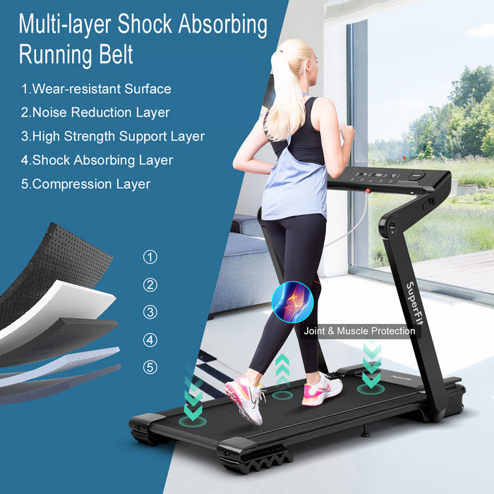 Superfit 4.0hp Pliable Electrique Tapis Roulant Machine De Jogging W / Bluetooth Noir