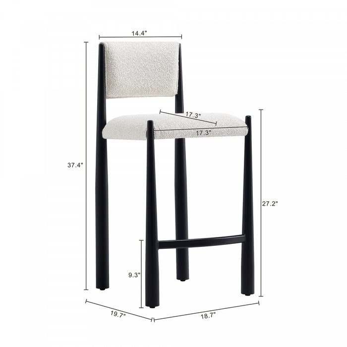 Tabouret de comptoir en metal boucle creme style mid-century modern Lennor