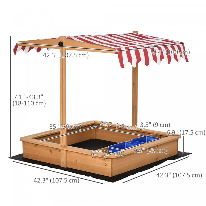 Bac A Sable Pour Enfants A L'exterieur, Avec Couvercle A Hauteur Reglable, Revetement De Fond, Siege, Bassins En Plastique, Pour Les Enfants De 3 A 7 Ans, Pour La Cour, La Plage, La Pelouse
