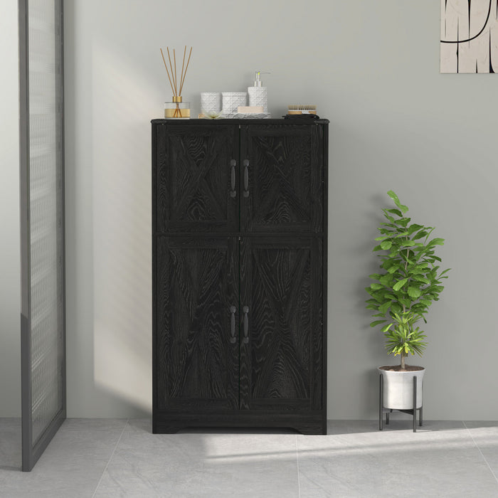 HOMCOM Armoire de garde-manger de cuisine avec portes de grange, Noir