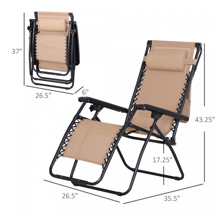 Chaise Longue Pliable 2 Pieces Outsunny Avec Auvent, Beige