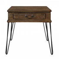  Table de Bout Hughey Avec 1 Tiroir, Chêne Rustique