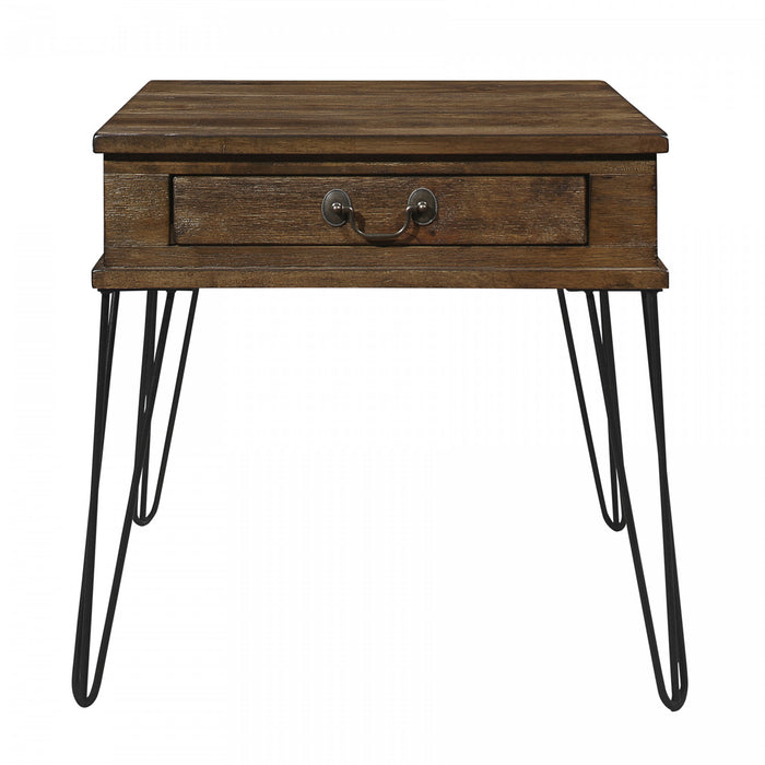 Table de Bout Hughey Avec 1 Tiroir, Chêne Rustique