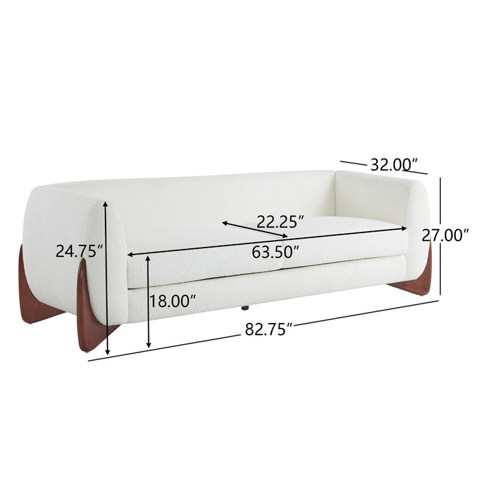 Harold Canape 3 places en bois de 82,75\" avec revetement boucle et sherpa, beige