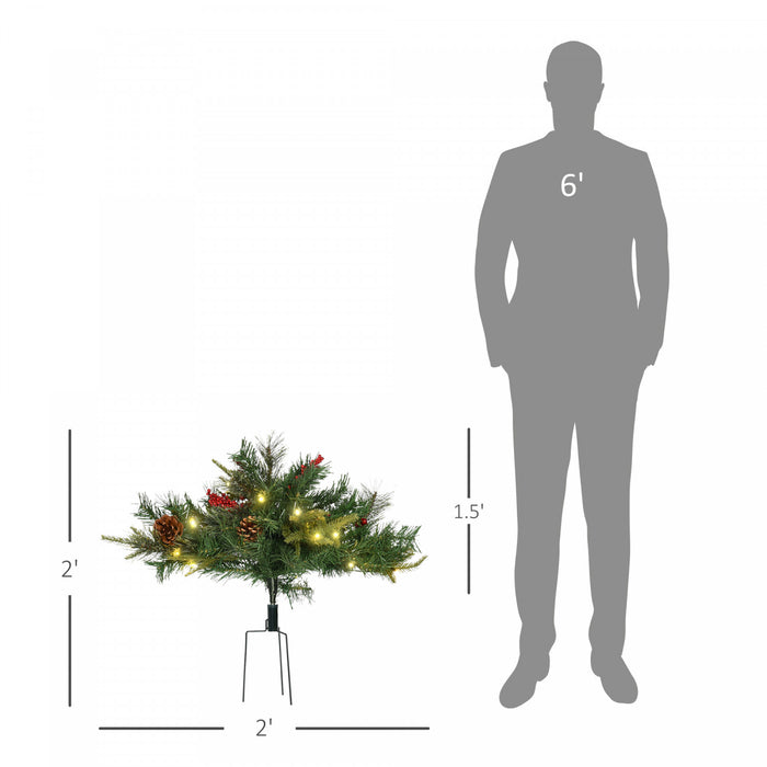 Homcom Paquet De 2 Sapins De Noel Artificiels Pre-eclaires