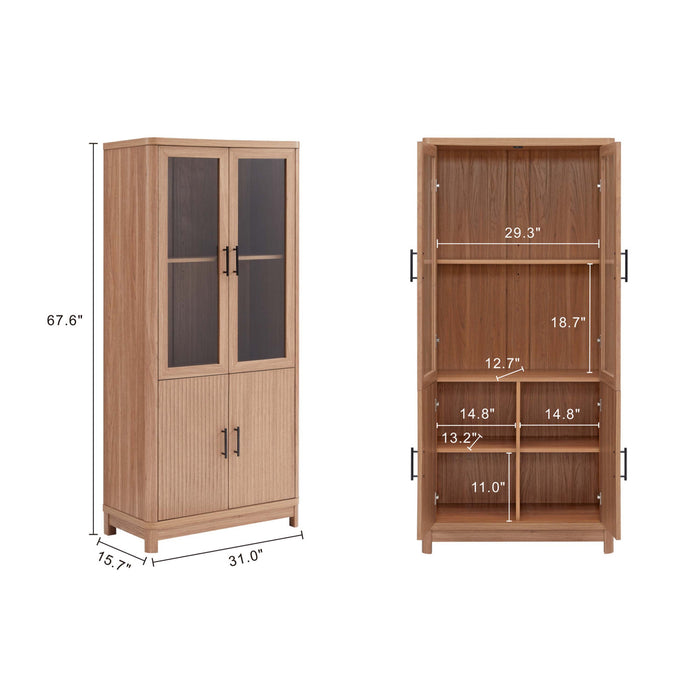 Armoire bibliotheque Jodie style mi-siecle moderne 31\" en erable (6 etageres)