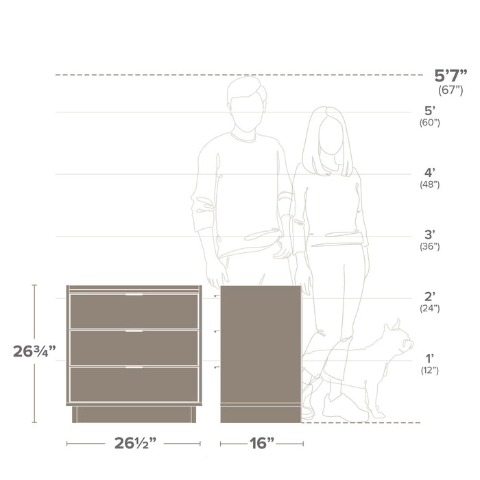 Table de nuit Simply Modern de Prepac de 26,5 po à 3 tiroirs - noire