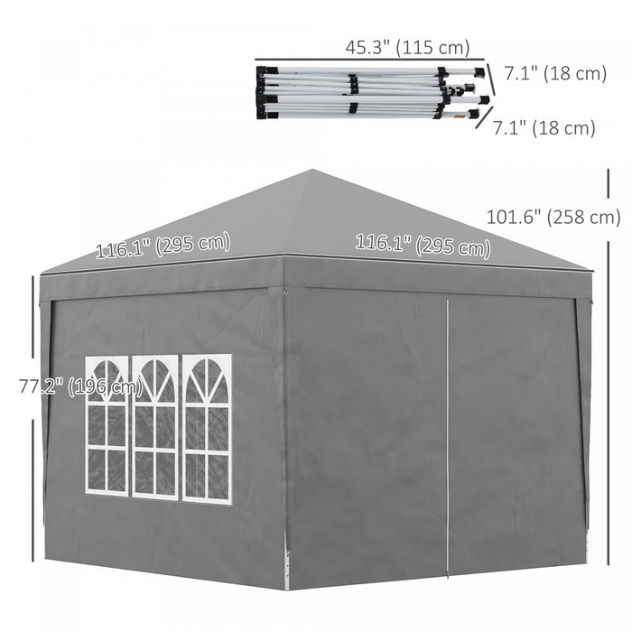 Outsunny 10'x10' Tente De Fete Exterieure Avec Sac De Transport, Gris Clair