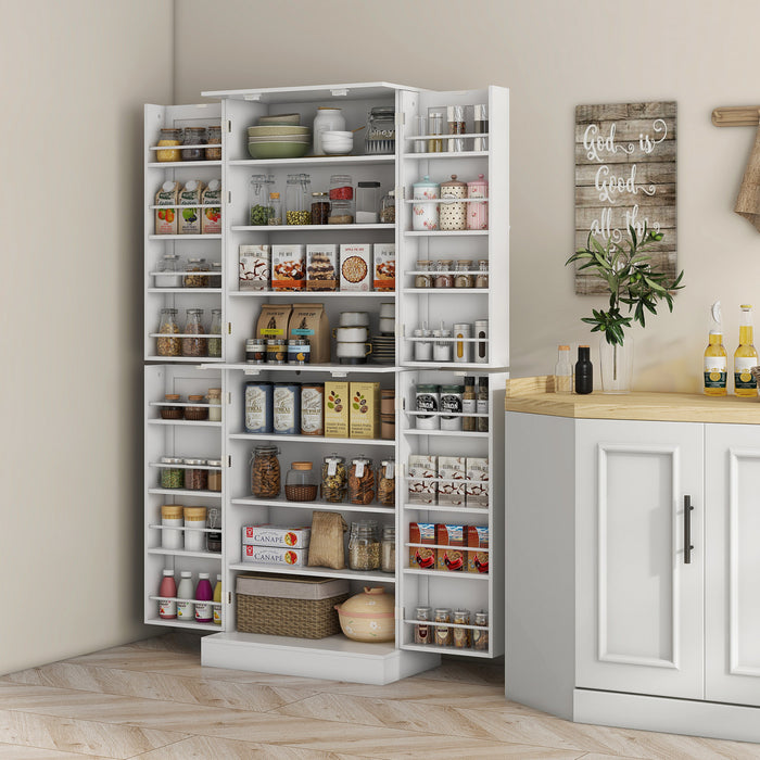 HOMCOM Armoire de cuisine 65\" avec etageres et supports a epices, blanc