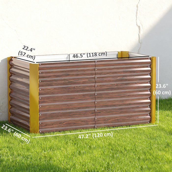Outsunny Lot de 2 jardinieres sureleves, bac a fleurs, marron fonce vieilli