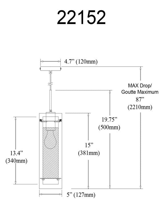 Luminaire suspendu Pasha de Dainolite en verre transparent et givré, avec fini noir mat et 1 ampoule