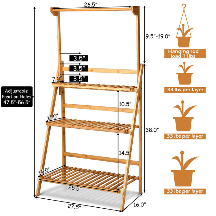 Etagere A Plantes Pliable En Bambou