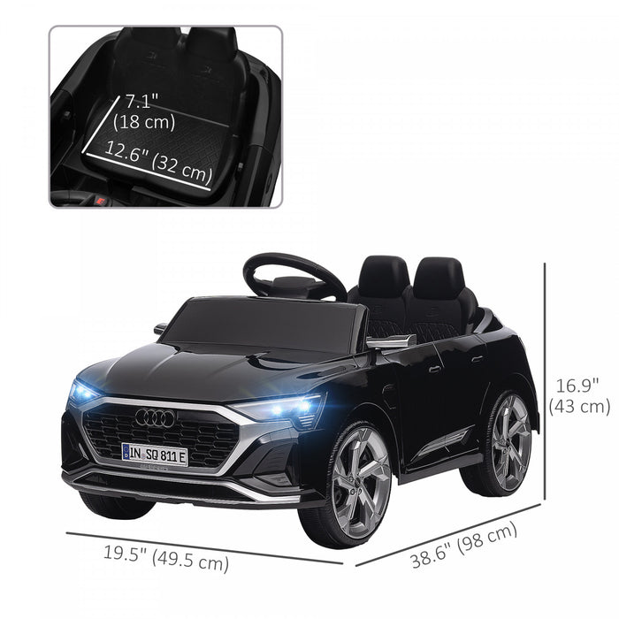 Qaba Audi Q8 Etron Sportback Voiture Electrique Pour Enfants Alimentee Par Batterie 12 V Avec Telecommande, Suspension A Ressort, Phares, Klaxon Musical, Pour 3 A 6 Ans, Noir