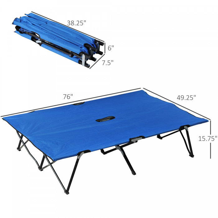 Outsunny Lit De Camping Pliant Pour Deux Personnes De 76 Po Avec Sac De Transport, Bleu