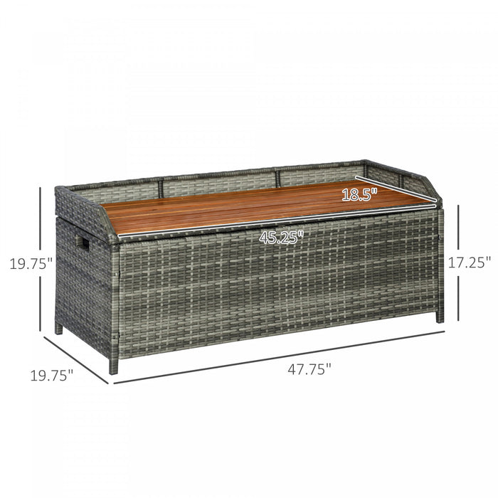 Outsunny Boite de banc de rangement couvercle superieur gris