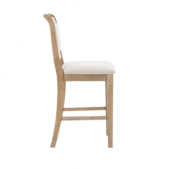 Tabouret Emmy de hauteur comptoir en tissu - gris