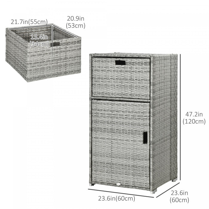 Outsunny Meuble De Rangement Resine Tressee Pour Patio Gris Mixte