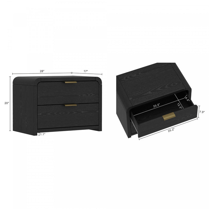 Table de nuit Grace Modern 28\" en noir et or