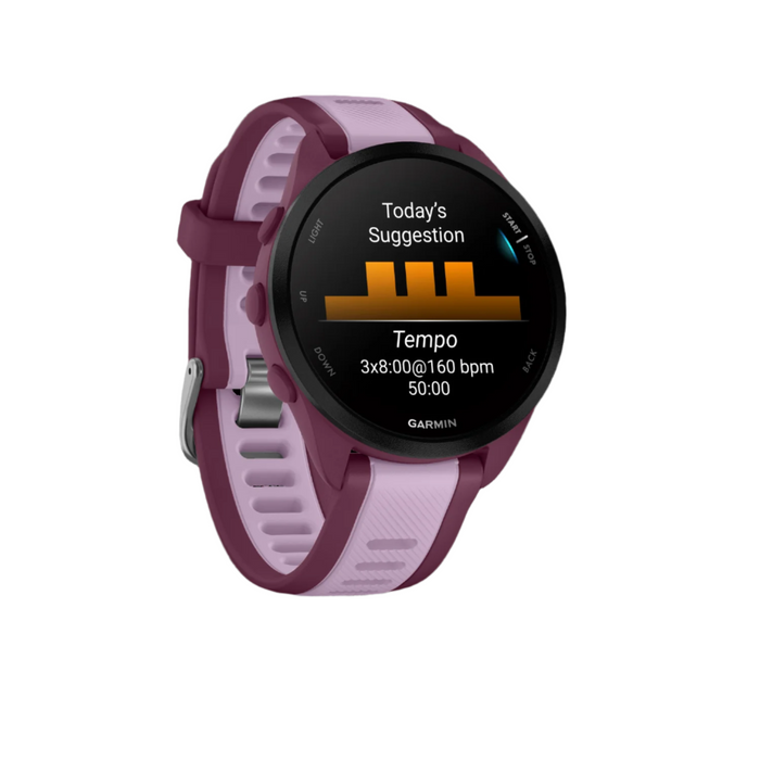 Garmin Forerunner® 165 Montre Gps Intelligente - Suivi De La Sante Avec Ecran Amoled - Baie/lilas
