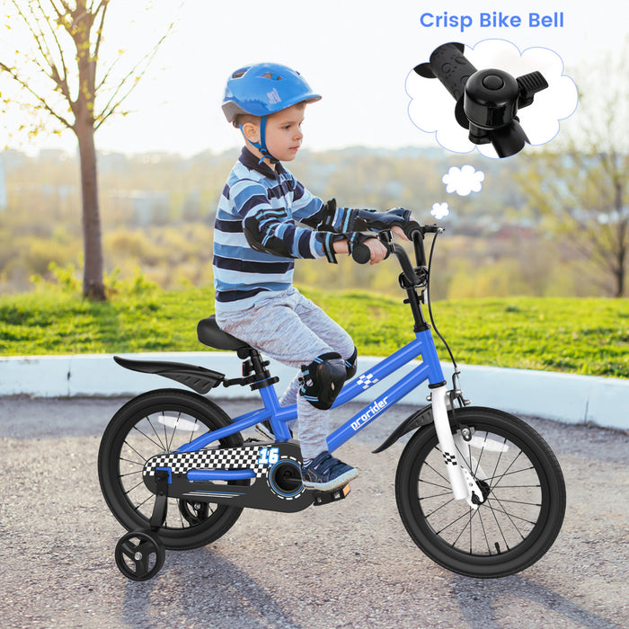 Velo Costway 16\" Pour Enfants Avec Roues D'entrainement Amovibles Et Panier Pour 4-7 Ans Bleu