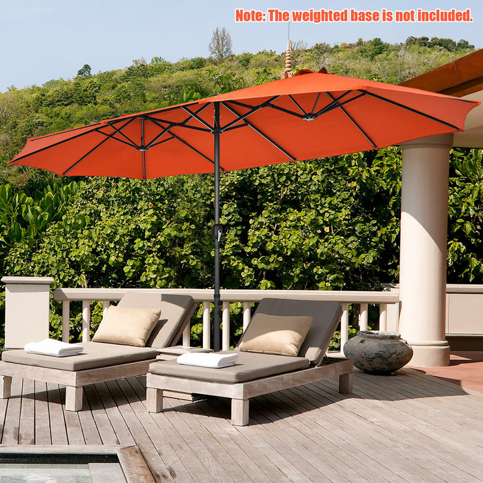 Costway Parasol double face 15FT a manivelle pour patio Jardin marche protection solaire Orange