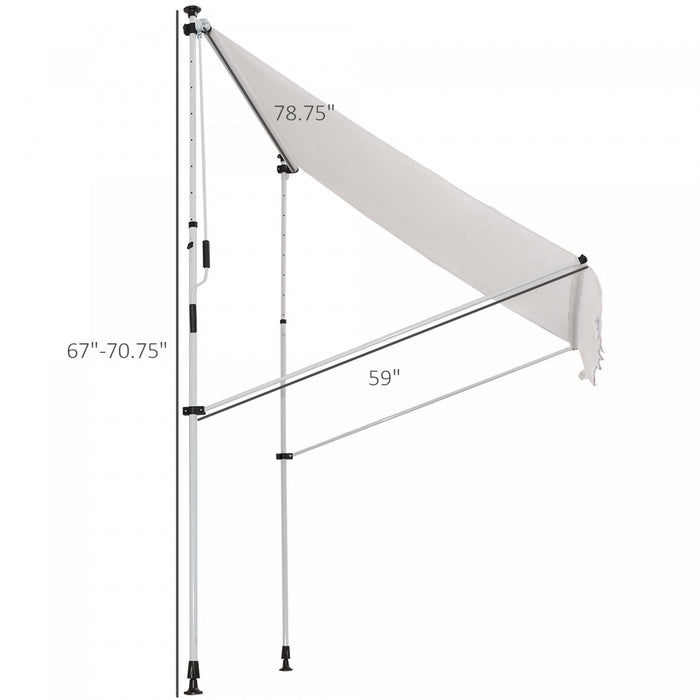 Outsunny Store Banne Manuel Retractable Inclinaison Reglable Installation Rapide Metal Alu Polyester Blanc