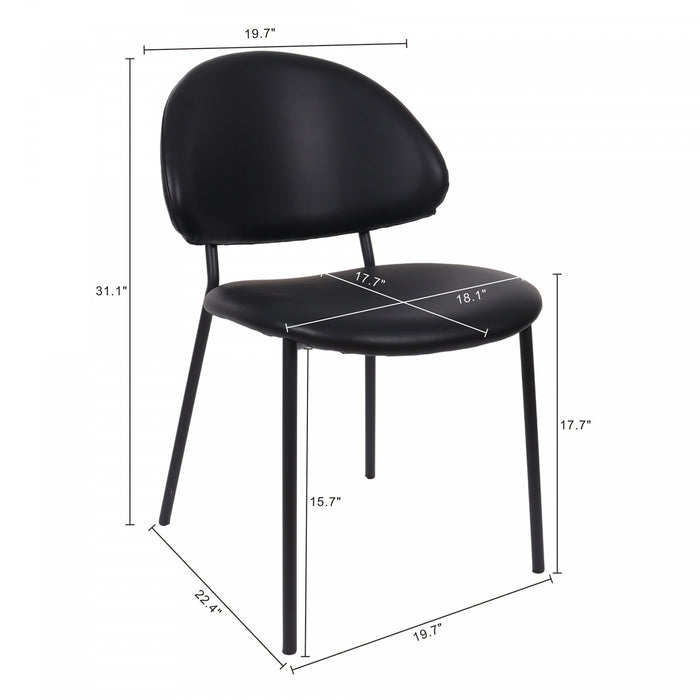 Chaise laterale contemporaine moderne en cuir vegetalien et metal Haven, noire - Lot de 4