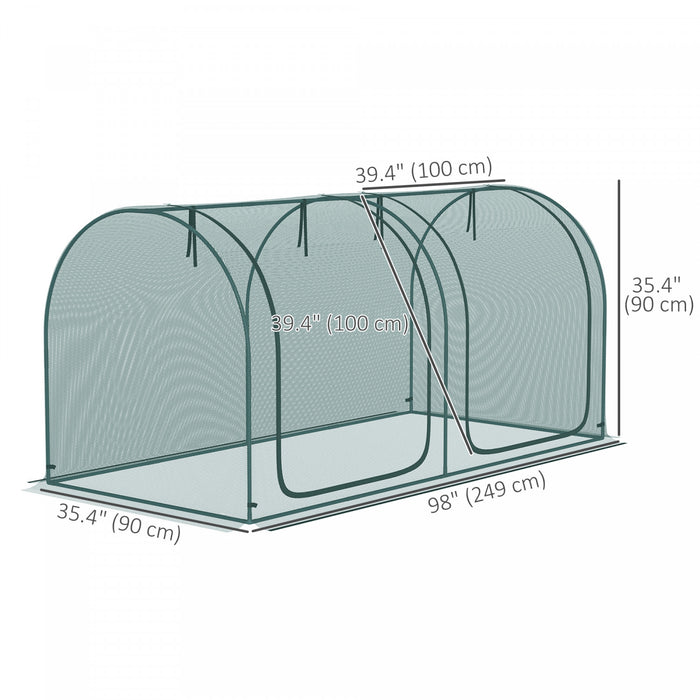 Outsunny Cage De Culture 8 X 3 Pi Avec Deux Portes Zippees, Vert Fonce