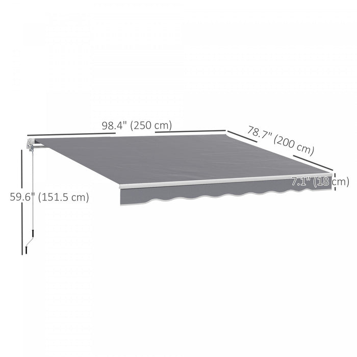 Outsunny Store Retractable 8'x7', Abri de Terrasse, Pare-Soleil, Gris Fonce