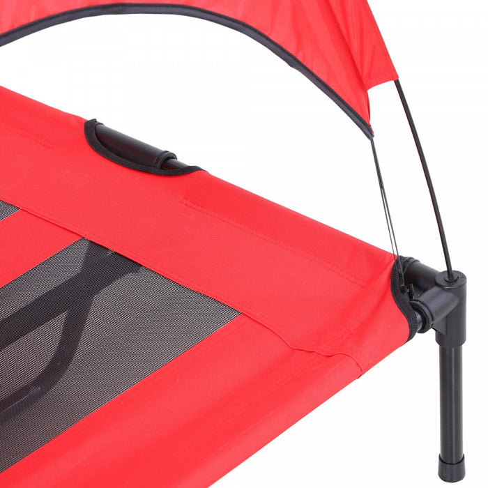 Pawhut Lit Sureleve Pour Animal De Compagnie Lit Pour Chien Portable Exterieur Et Interieur Lit De Bebe Tente Auvent Abri Instantane Rouge