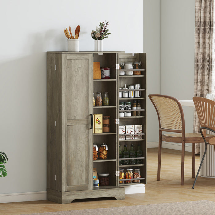 HOMCOM Armoire de cuisine, meuble de rangement pour garde-manger, gris